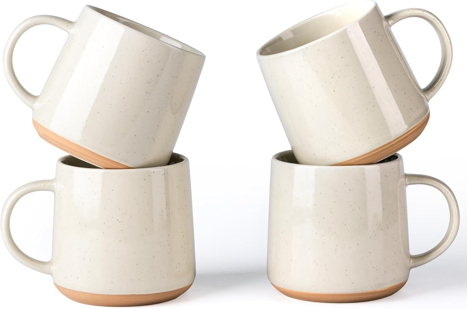 Handmade Ceramic Coffee Mugs Set of 4, 17 Oz with Terracotta Underside - Ideal for Latte, Tea, Beer, and Hot Cocoa, Dishwasher and Microwave Safe