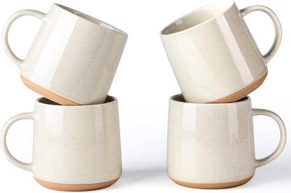 Handmade Ceramic Coffee Mugs Set of 4, 17 Oz with Terracotta Underside - Ideal for Latte, Tea, Beer, and Hot Cocoa, Dishwasher and Microwave Safe