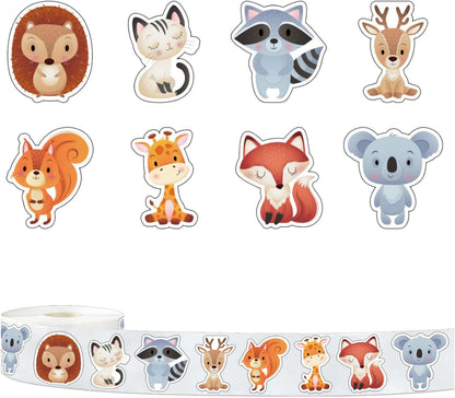 600 PCS Cute Animal Roll of Stickers for Kids Reward Encouraging Students Motivational Classroom Teacher Supplies Bulk Potty Training and Farm Animal Party Favors (Forest Animal, 1)