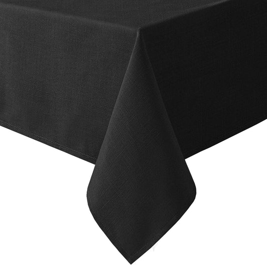 Linen Textured Table Cloths 54 X 54 Inch Premium Solid Tablecloth Spill-Proof Waterproof Table Cover for Dining Buffet Feature Extra Soft and Thick Fabric Wrinkle Free, Black