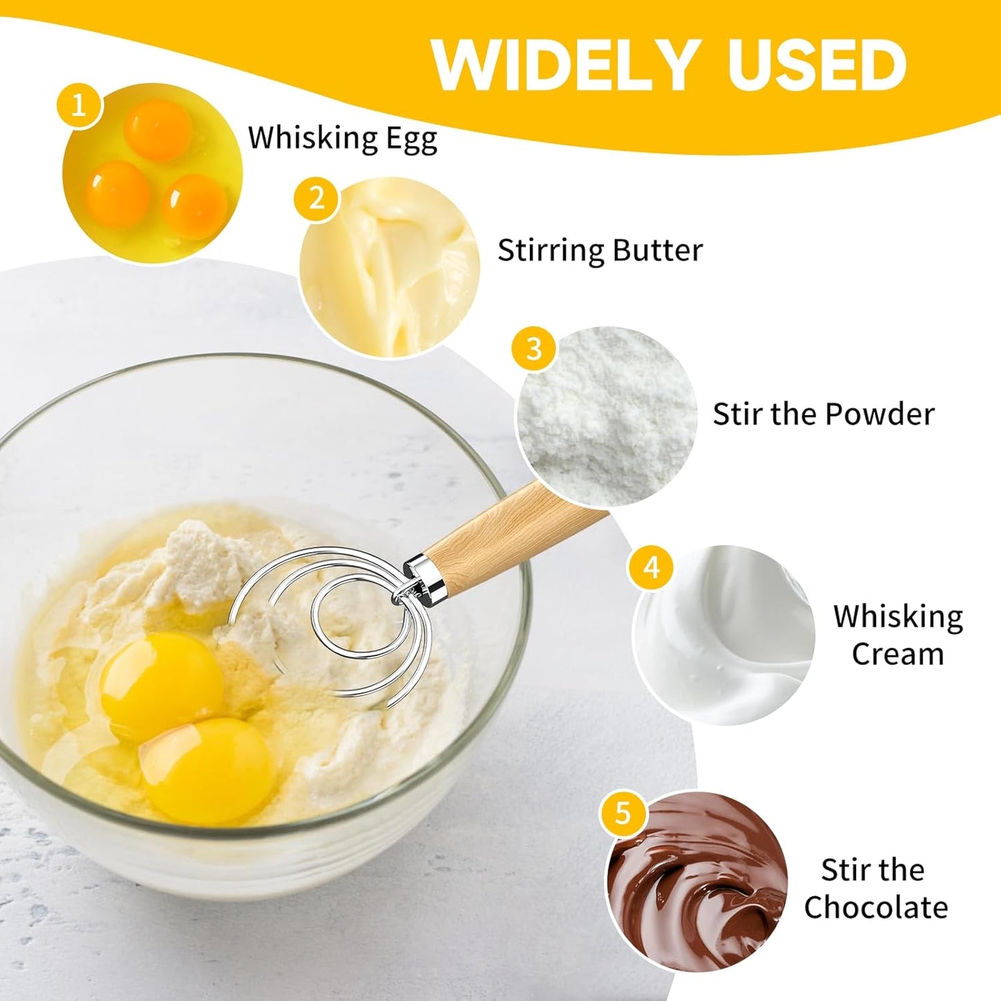 Dough Whisk, 13-Inch Wooden Danish Dough Whisk Sour Dough Tools with Stainless Steel Dough Hook Bread Whisk for Sourdough, Pizza, Pastry, Cake Batter Etc.