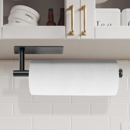 Under Cabinet Paper Towel Holder, Stainless Steel Adhesive or Drill Mount Paper Towel Holder, Wall Mount Paper Towel Holders for Kitchen or Bathroom Black（2 Pack）