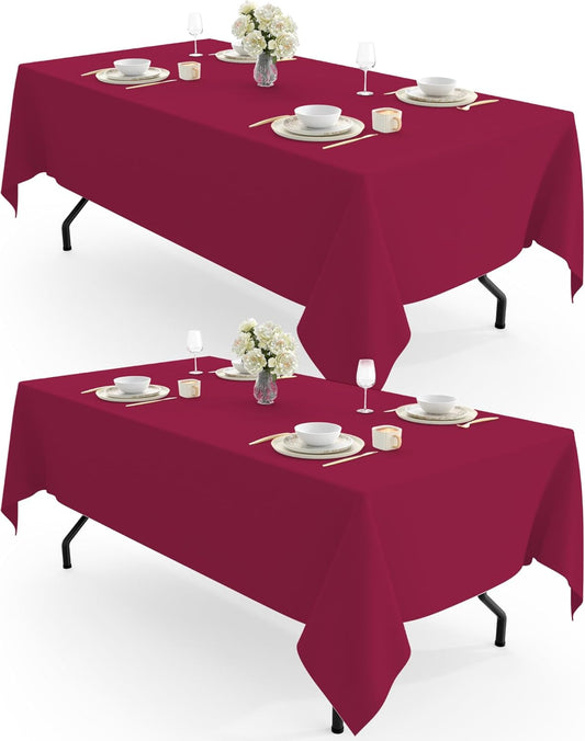 Rectangle Table Cloth 60" X 102" – Durable Polyester Tablecloth Offers Reusable & Washable Protection, Ideal for Outdoor Party, Picnic, Wedding, Banquet and Birthday, 2 Pack, Fuchsia