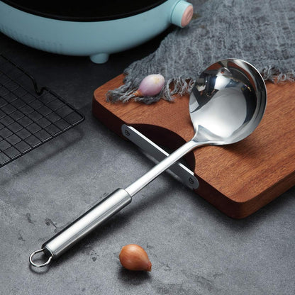 Professional Stainless Steel Soup Ladle - Heat Resistant, Non-Stick, Dishwasher Safe Kitchen Tool