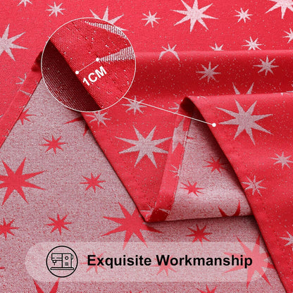 Rectangle Christmas Red Tablecloth, 60X84 Inch Waterproof Damask Table Cloth, Star Patterns Fabric Table Covers for Christmas Dinner, and New Year Celebration, Red