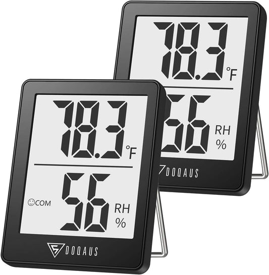 Humidity Meter, 2 Pack Room Thermometer Indoor, Hygrometer with 5S Fast Refresh, Temperature Humidity Monitor Meter for Baby Room, Living Room, Basement, Greenhouse, Office