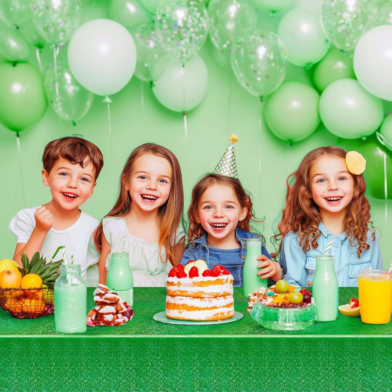 Set of 2 Dark Green Holographic Foil Tablecloths - 54x72 Durable Table Covers for Elegant Events, Perfect for Parties, Weddings, and Showers