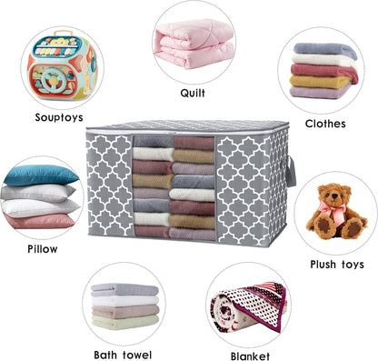 Storage Bags 100L 2-Pack Large Blanket Clothes Organization and Storage Containers for Bedding, Comforters, Foldable Organizer with Reinforced Handle, Clear Window, Sturdy Zippers, Light Grey