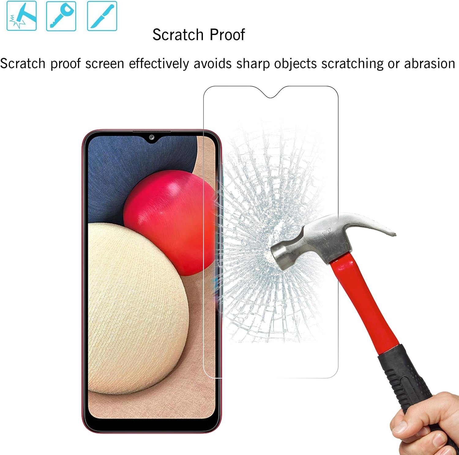 Screen Protector for Galaxy A03S/A02/A02S [3 Pack] Tempered Glass 0.33Mm Ultra Clear Anti-Scratch Case Friendly