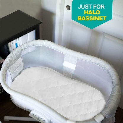 Bassinet Mattress Cover Compatible with Halo Bassinest Swivel Sleeper Bassinet Mattress Only, Waterproof and Soft White