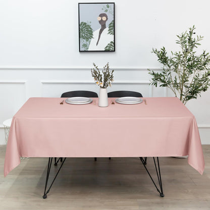Rectangle Tablecloth - 60 X 84 Inch - Stain and Wrinkle Resistant Washable Polyester Table Cloth, Decorative Fabric Table Cover for Dining Tables, Buffet Parties and Camping, Blush