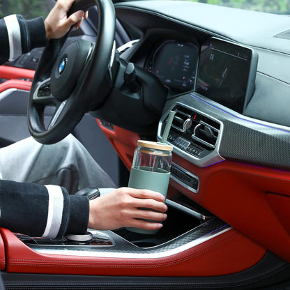 20Oz Glass Water Tumbler with Silicone Protective Sleeve - Beer Shaped Glass Cups with Straw and Bamboo Lid, Iced Coffee Glasses, Cute Drinking Glasses for Water, Smoothie, Gift - Cambridge Blue