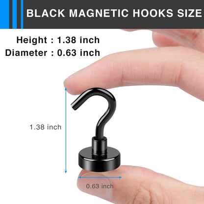 Black Magnetic Hooks, 28Lbs Strong Magnetic Hooks Heavy Duty 12Pack,Fridge Magnets, 18Pcs Refrigerator Magnets Strong Fridge Magnets for Whiteboard