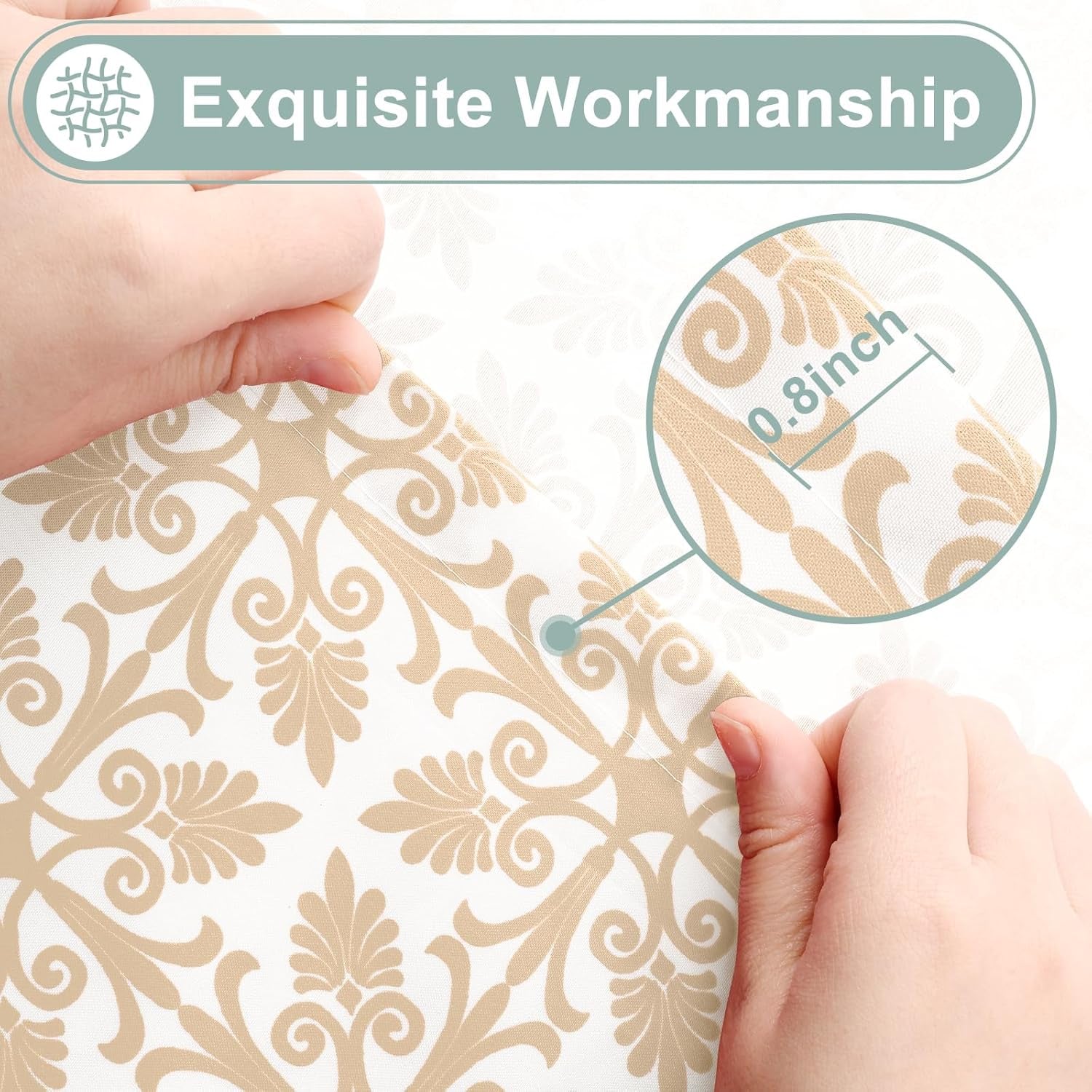 2 Pack 6 Foot Rectangle Picnic Tablecloth, Elastic Fitted Waterproof Table Cover, Windproof Washable Polyester Table Cloth for Camping, Indoor and Outdoor (Khaki, 30" X 72")