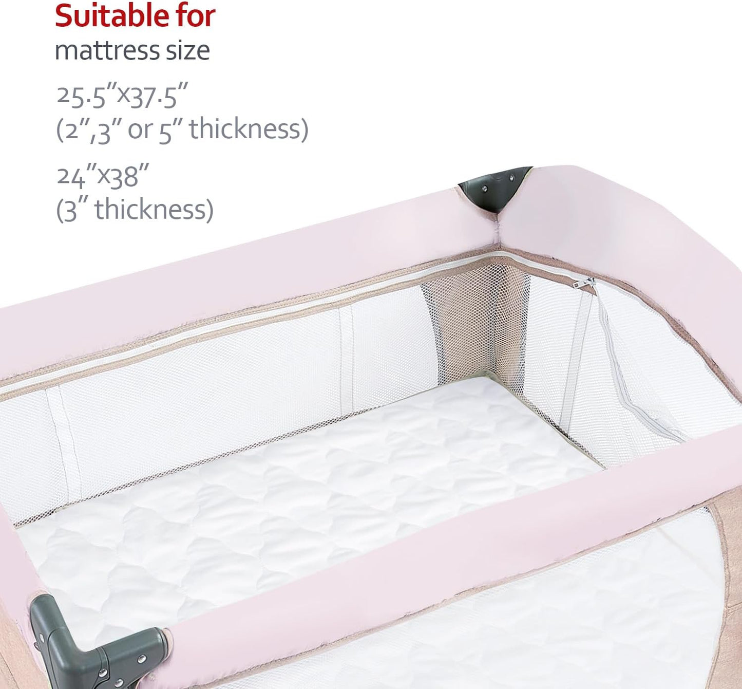 Pack and Play Mattress Pad Sheets Cover Waterproof, Soft Quilted Fit Graco Pamo Babe Pack and Play Mattress Protector 27" X 39", Baby Portable Mini Cribs and Foldable Mattresses Pad