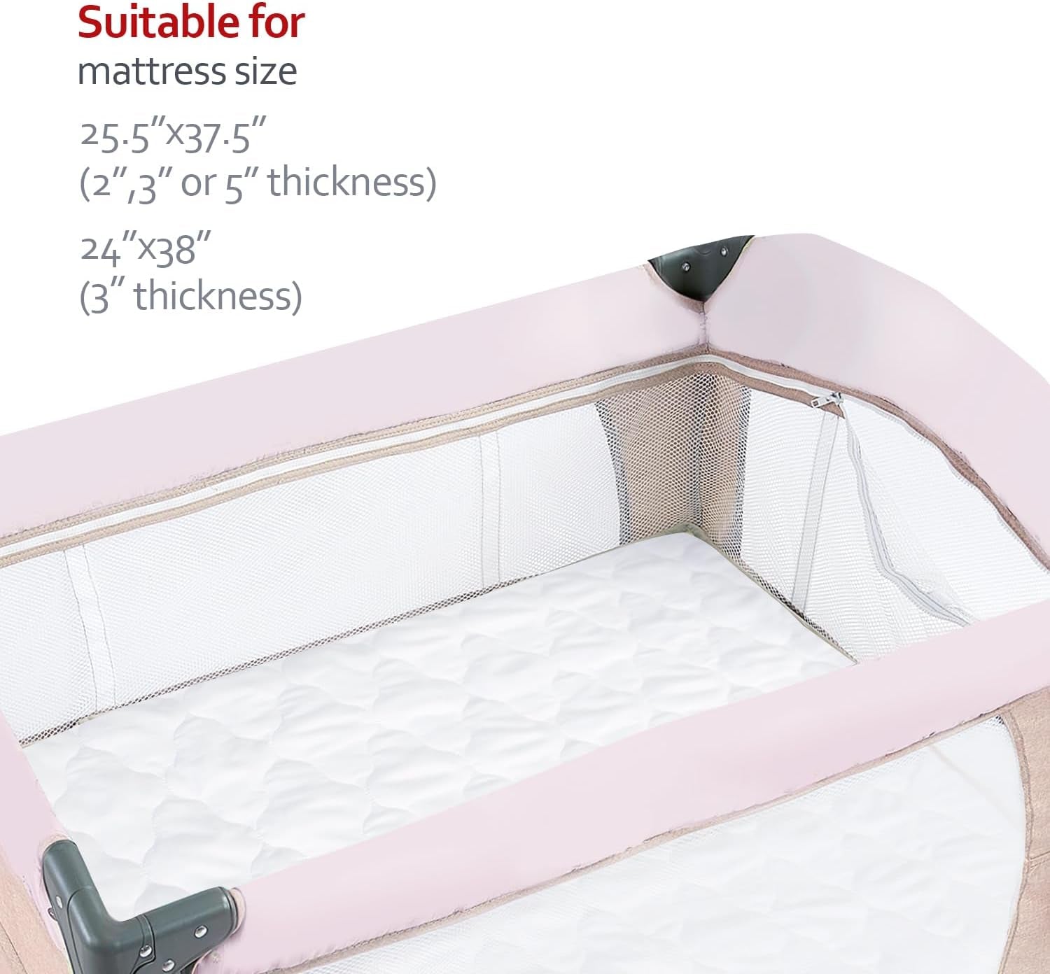 Pack and Play Mattress Pad Sheets Cover Waterproof, Soft Quilted Fit Graco Pamo Babe Pack and Play Mattress Protector 27" X 39", Baby Portable Mini Cribs and Foldable Mattresses Pad