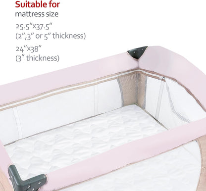 Pack and Play Mattress Pad Sheets Cover Waterproof, Soft Quilted Fit Graco Pamo Babe Pack and Play Mattress Protector 27" X 39", Baby Portable Mini Cribs and Foldable Mattresses Pad