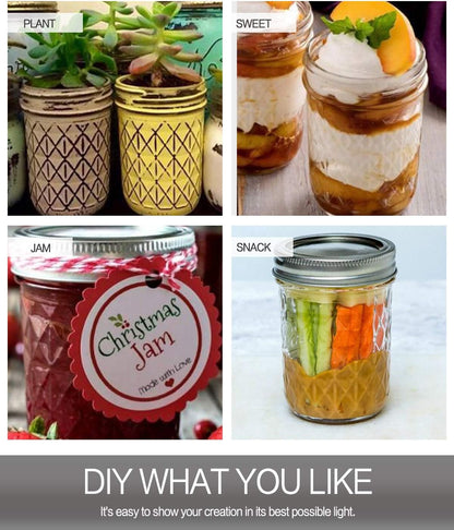 8 oz Mason Jars - 24 Pack Canning Jars with Regular Lids and Bands, Perfect for Jam, Honey, and Event Favors