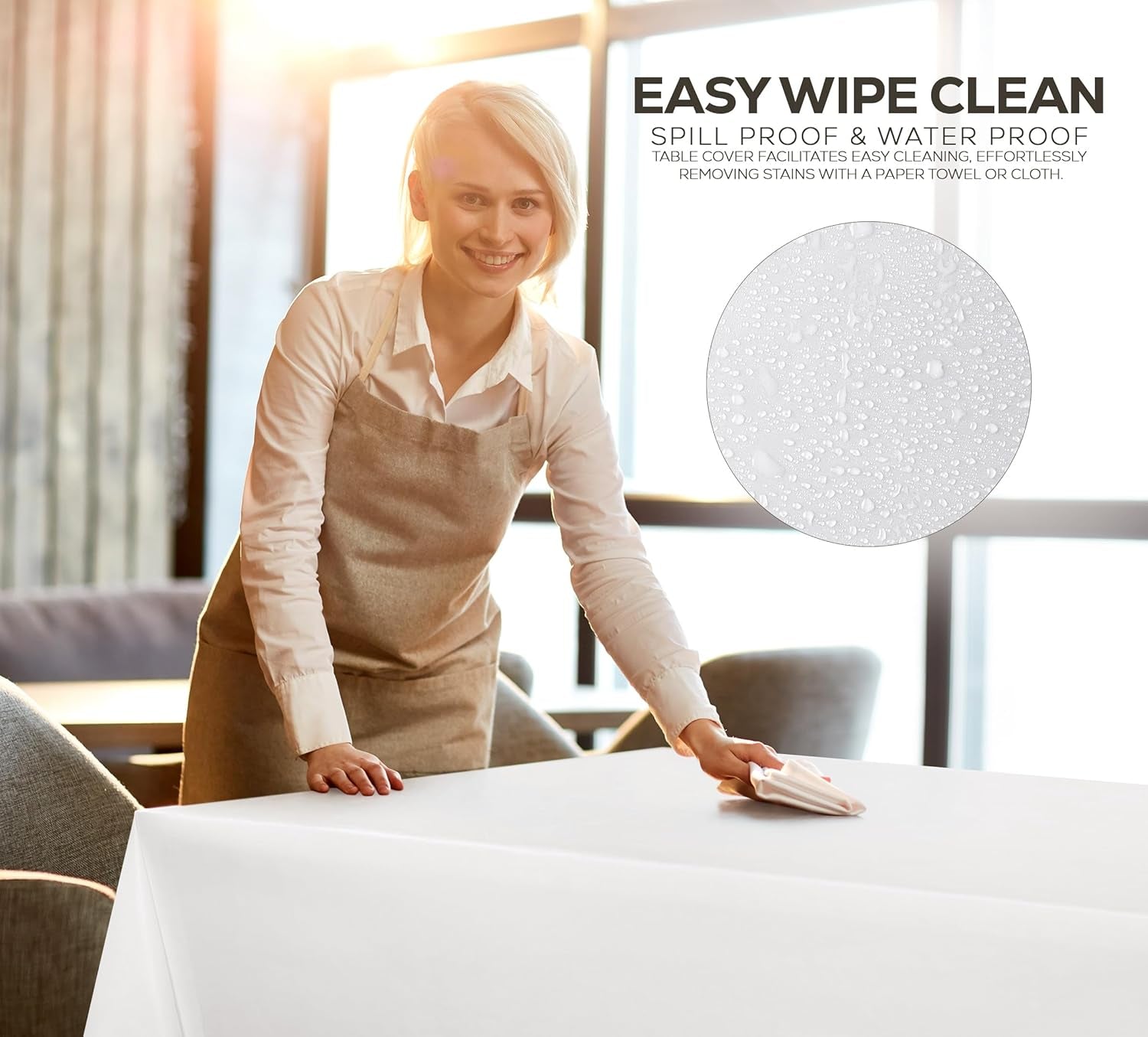 Plastic Table Cloth Disposable (12 Pack - 54X108 Inch) White Rectangle Tablecloth Waterproof Stain Resistant Party Table Cover