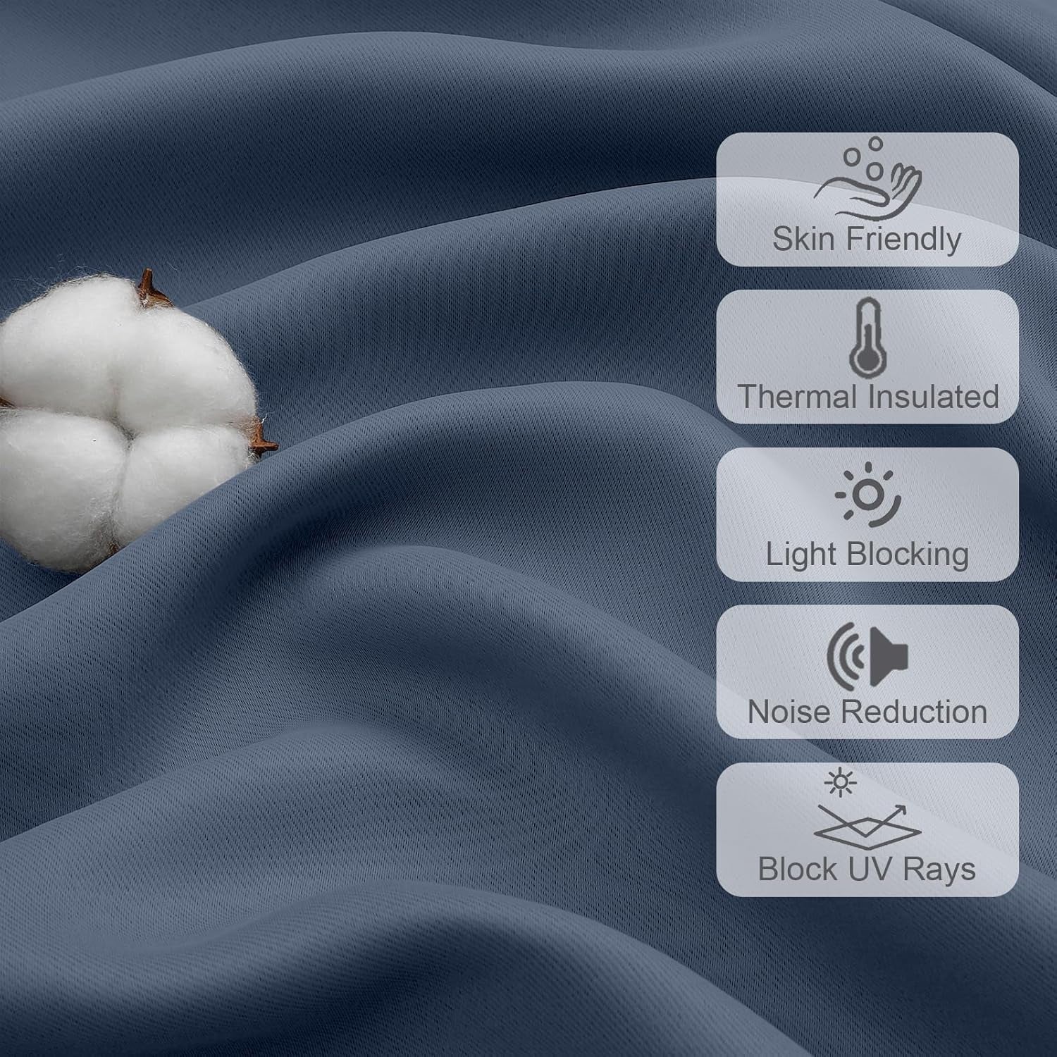 Denim Blue Blackout Curtains 36 Inches Long 2 Panels, Solid Thermal Insulated Half Window Curtains for Kitchen Bathroom, Modern Rod Pocket Back Tab Short Window Treatments, 40Wx36L