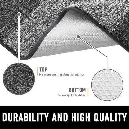 Bath Rug and Dog Door Mat Set, Memory Foam Bath Rug (Black 24X16) and Dog Door Mat for Muddy Paws (Grey 30X20)