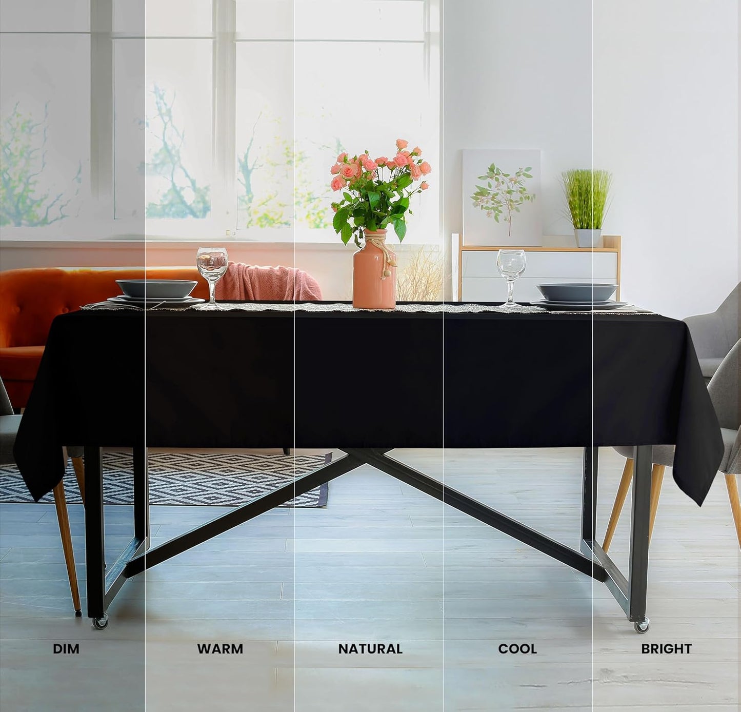 Rectangle Table Cloth 2 Pack [60X102 Inches, Black] Tablecloth Machine Washable Fabric Polyester Table Cover for Dining, Buffet Parties, Picnic, Events, Weddings and Restaurants