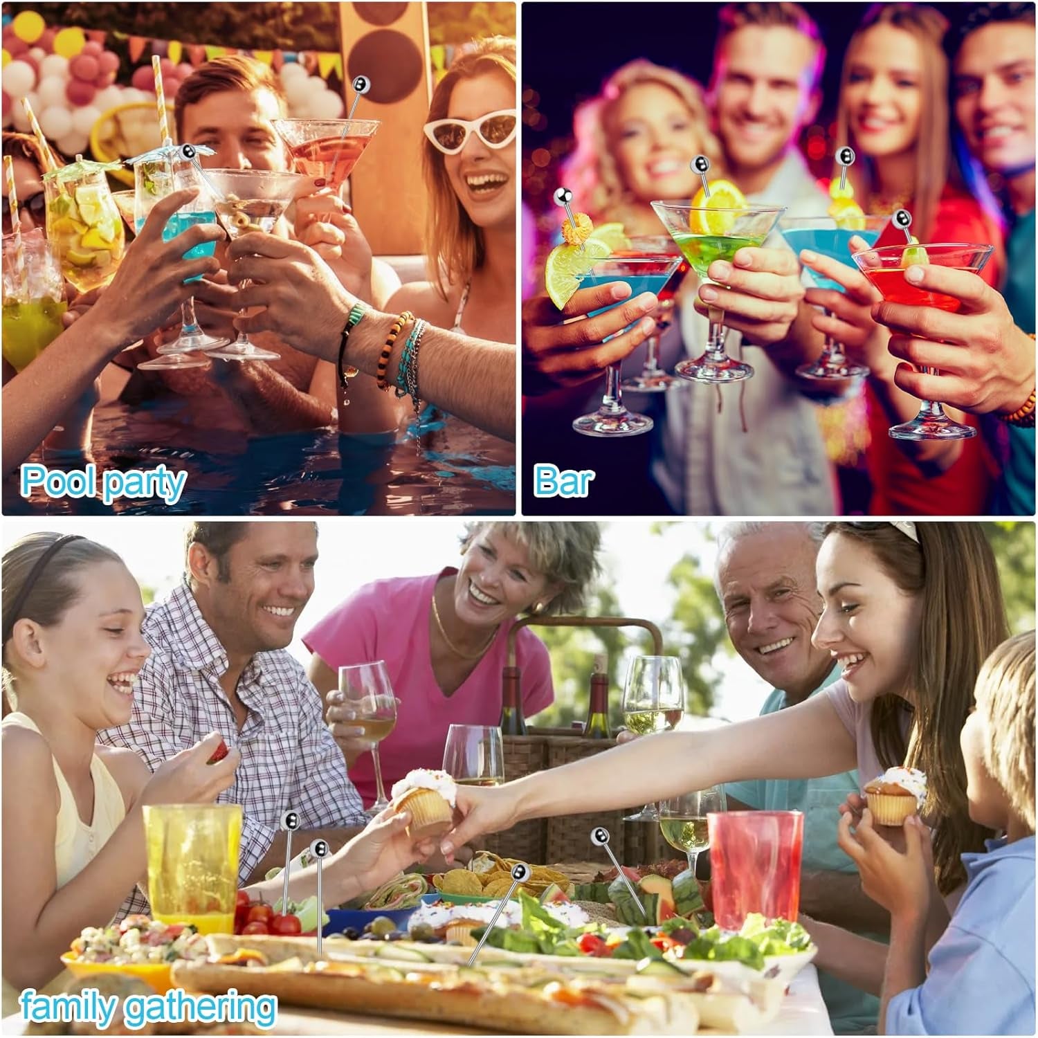 30 Pcs Cocktail Picks, Appetizer Skewers Stainless Steel, Cocktail Skewers Cleanable and Reusable, Toothpicks for Food and Drinks, Bar Party, Barbeque Snacks, Sandwiches, and Fruit (4.2Inch)