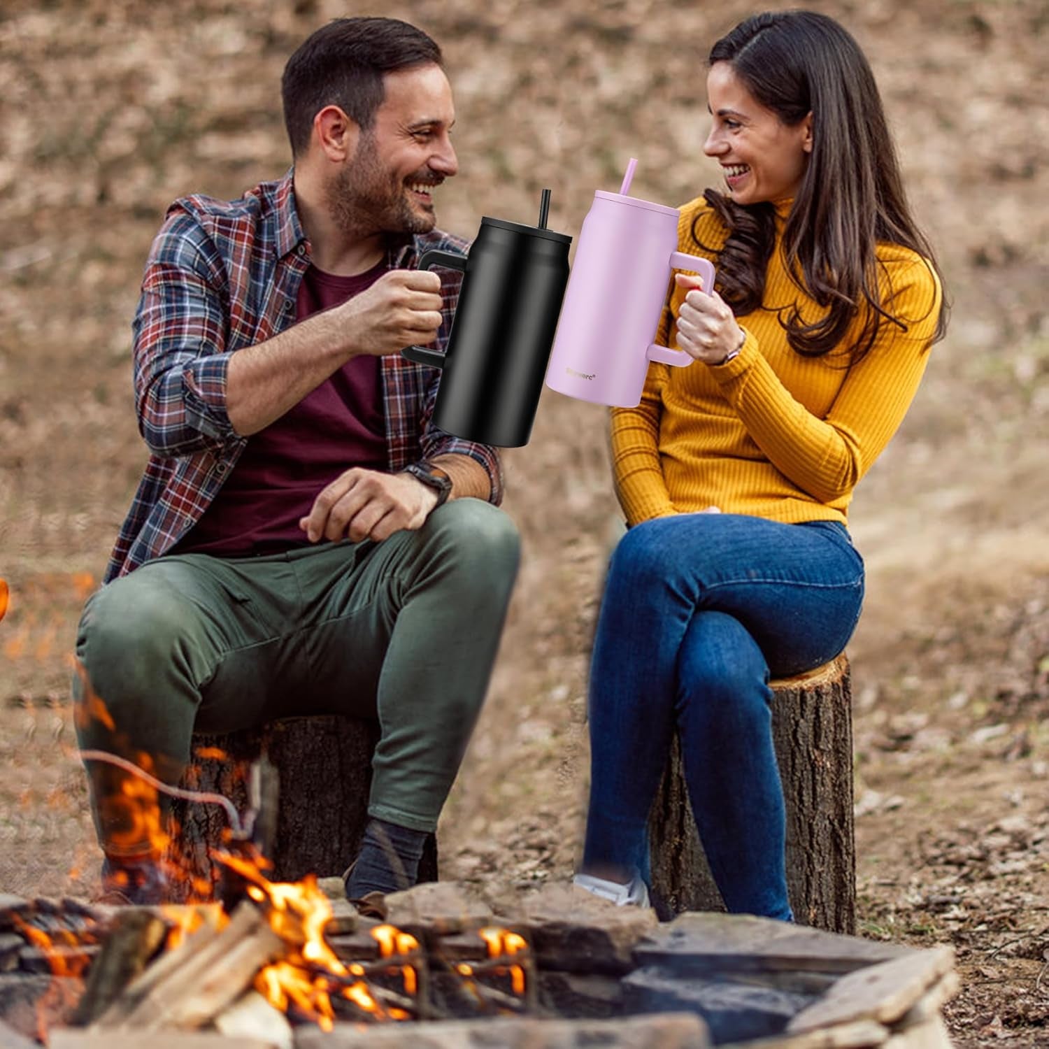 50 Oz Tumbler with Handle, Vacuum Insulated Water Bottle with Lid and Straw, Stainless Steel Double Wall Travel Jug Coffee Mug, Keep Cold for 36H, 100% Leak-Proof, Non-Slip Base - Baby Pink