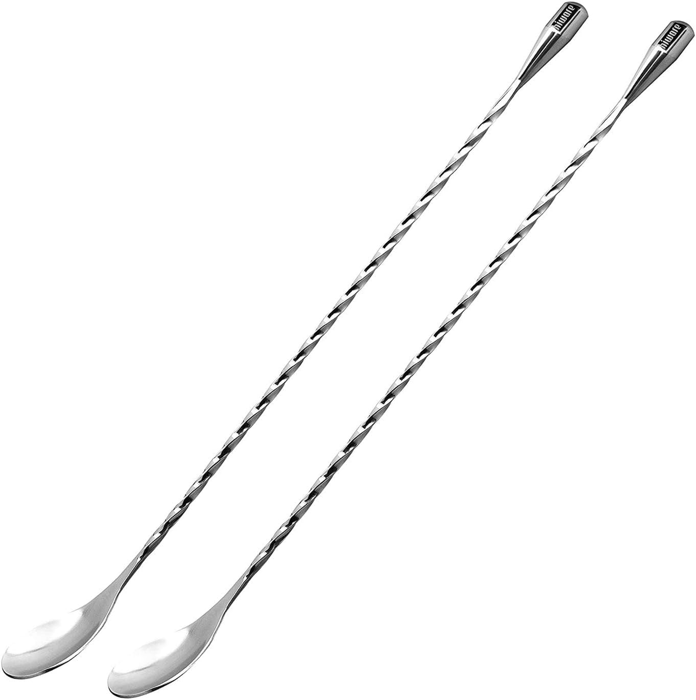 12-Inch Bar Spoon, Set of 2, Stainless Steel Mixing Spoons, Spiral Pattern Bar Cocktail Shaker Spoon