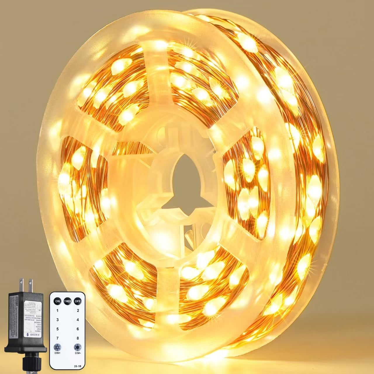 200 LED Plug in Fairy Lights for Bedroom, 8 Modes Warm White Classroom Lights Indoor with Wheel, 66 Ft Remote Control Twinkle String Lights for Classroom Dorm Party Gift Decor