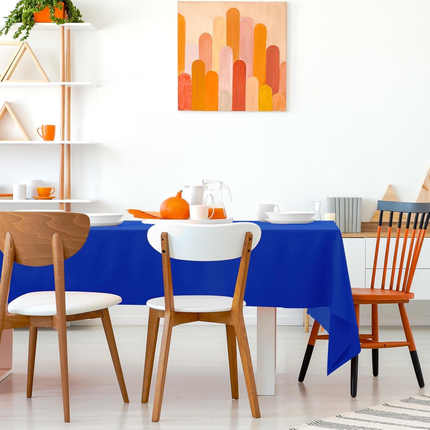 2PCS Royal Blue Plastic Tablecloths 54 X 108 Inch, Disposable Table Cloths Rectangle Party Table Covers