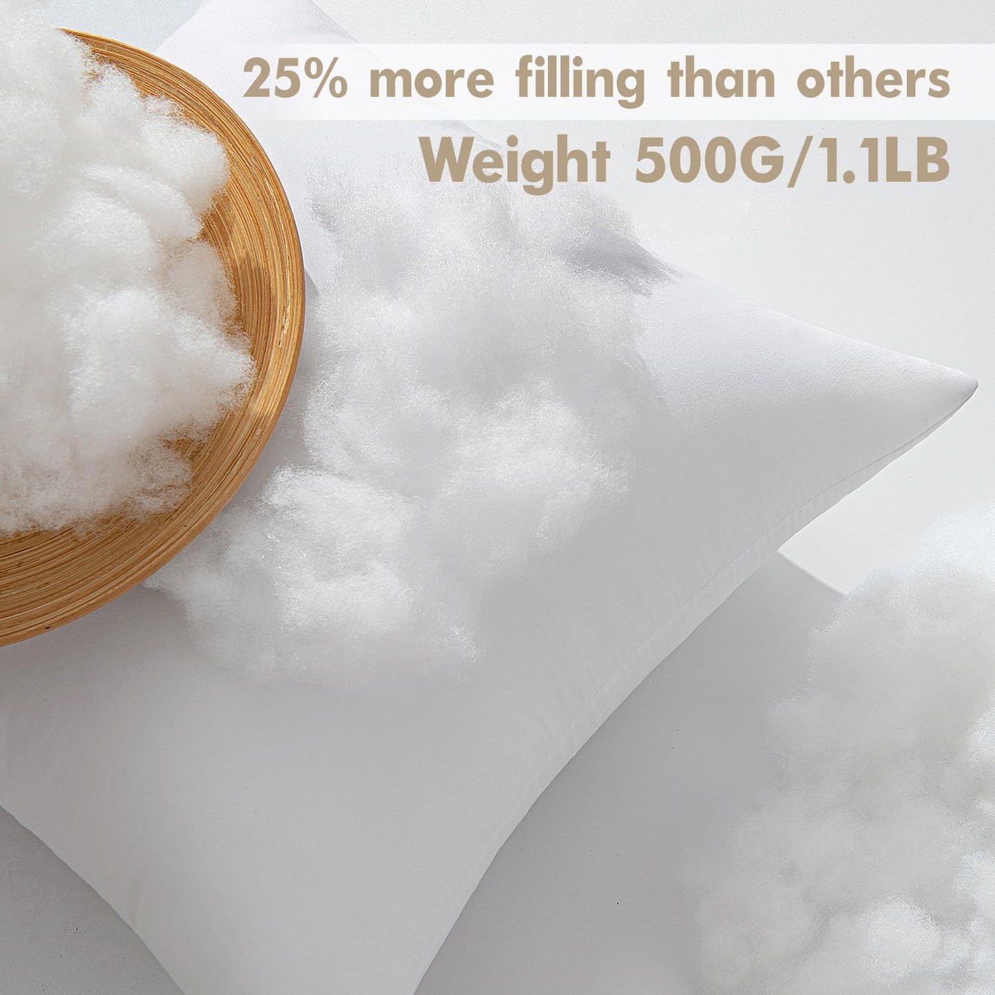 Premium 18x18 Inch Throw Pillow Inserts, Pack of 4, Filled with 100% Virgin Microfiber for Bed, Couch, and Sofa
