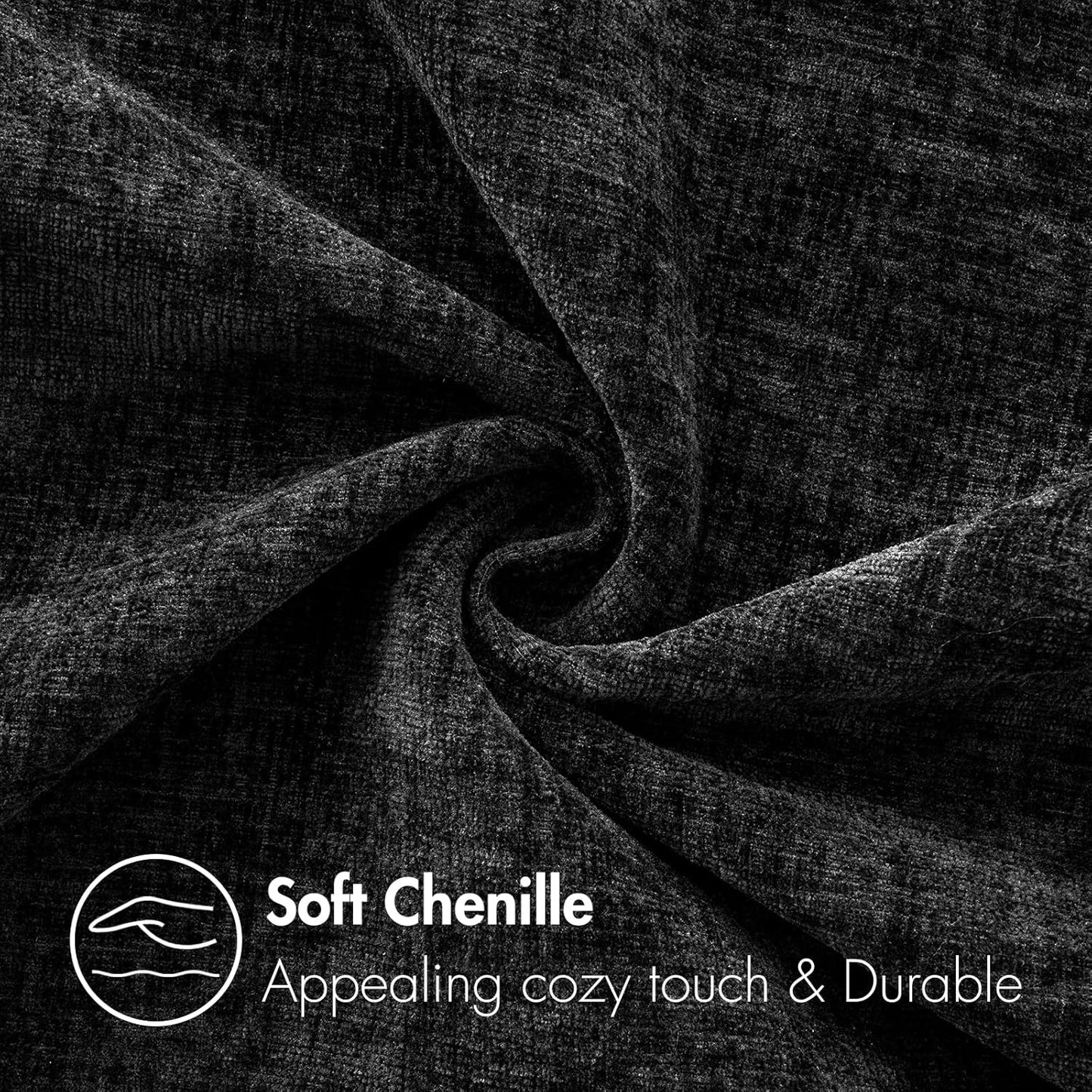 Halloween Pack of 2 Couch Throw Pillow Covers 18X18 Inch Soft Black Chenille Pillow Covers for Sofa Living Room Solid Dyed Pillow Cases