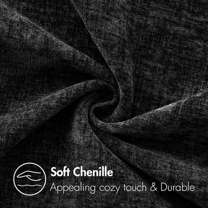 Halloween Pack of 2 Couch Throw Pillow Covers 18X18 Inch Soft Black Chenille Pillow Covers for Sofa Living Room Solid Dyed Pillow Cases