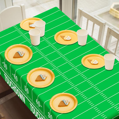 Football Party Supplies - 3PCS Touchdown Tablecloths, Disposable Tablecloths, Plastic Table Cover, Touchdown Theme Table Runner for Game Day, Birthday Party Decorations