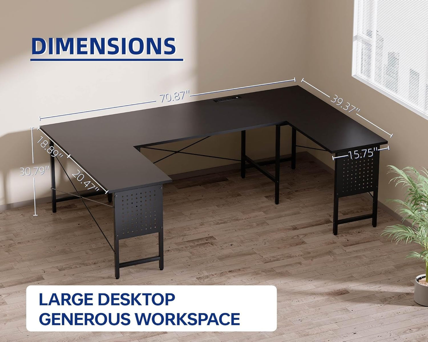 71 Inch Large Computer Desk with Power Outlets,U Shaped Corner Desk for Home Office Work and Gaming Orange