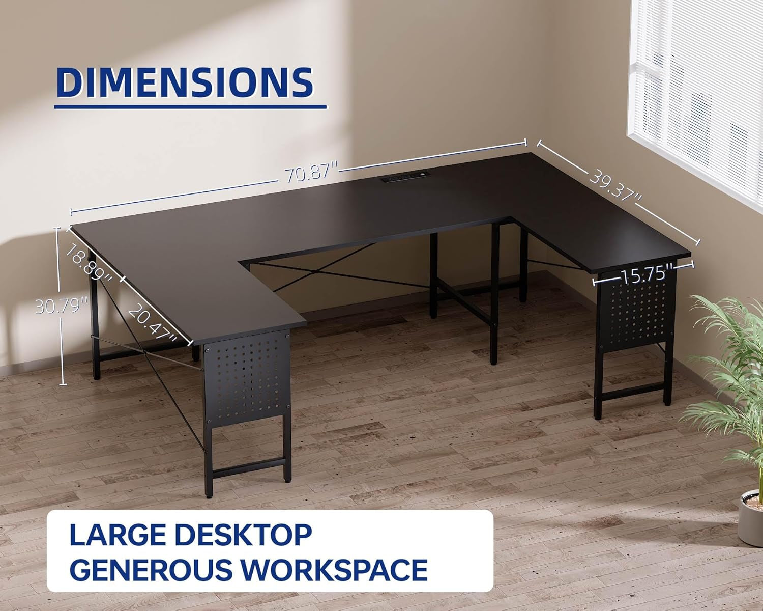 71 Inch Large Computer Desk with Power Outlets,U Shaped Corner Desk for Home Office Work and Gaming Orange