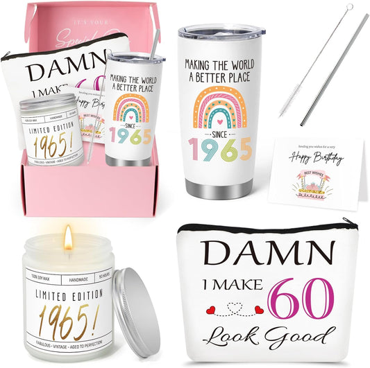 60Th Birthday Gifts for Women, 60Th Birhtday Gifts for Her, Women 60 Gifts, 60Th Gift Baskets, Unique Funny 60Th Birthday Ideas, 60 Years Old Gifts for Sister Friend Mom Wife Coworker Born in 1965