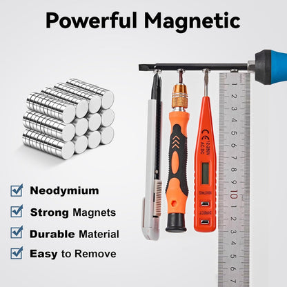 45 Pcs Refrigerator Magnets, 6X2Mm Small round Fridge Magnets, Multi-Use Premium Neodymium Office Magnets for Fridge, Whiteboard, Billboard in Home, Kitchen, Office and School (Silver)