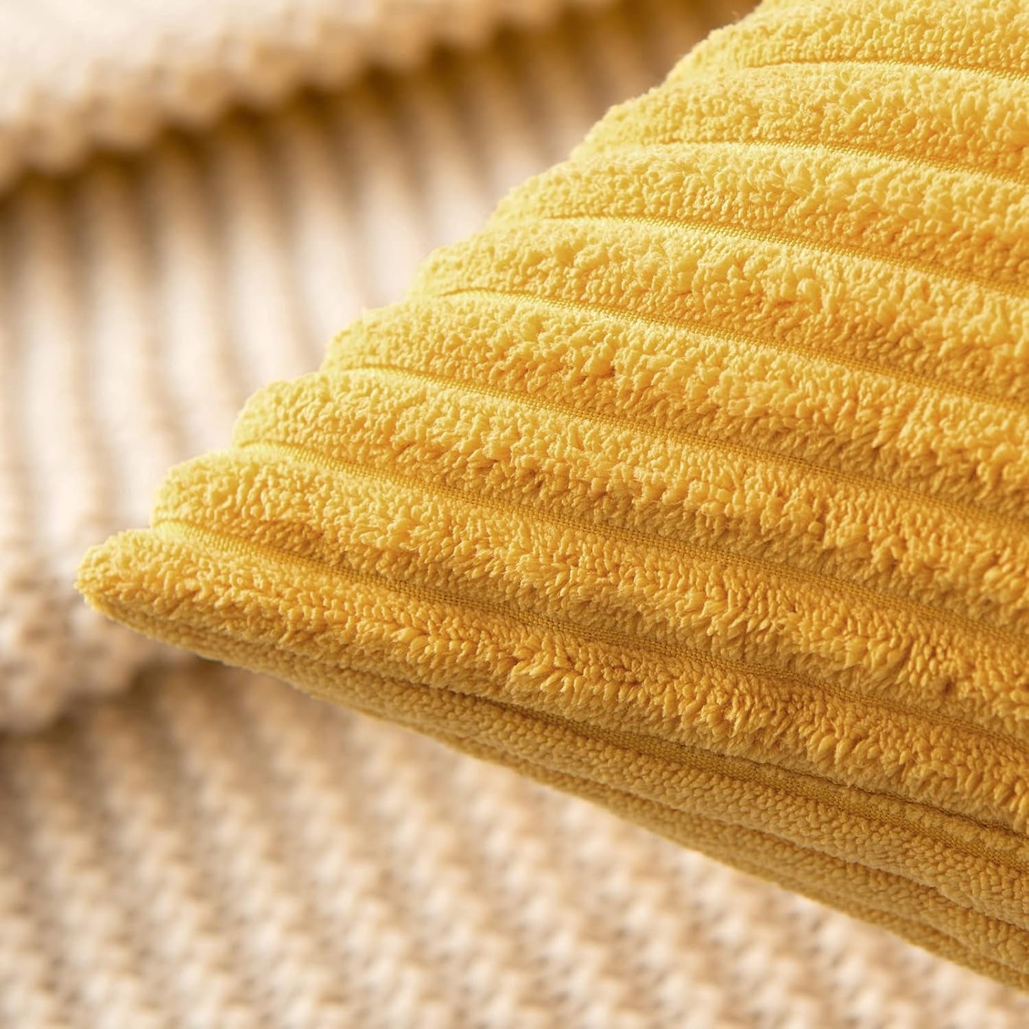 Pack of 2 Pillow Covers Soft Soild Decorative Square Throw Pillow Covers Set Cushion Cases Pillowcases for Sofa Bedroom Car 18 X 18 Inch 45 X 45 Cm Mustard Yellow