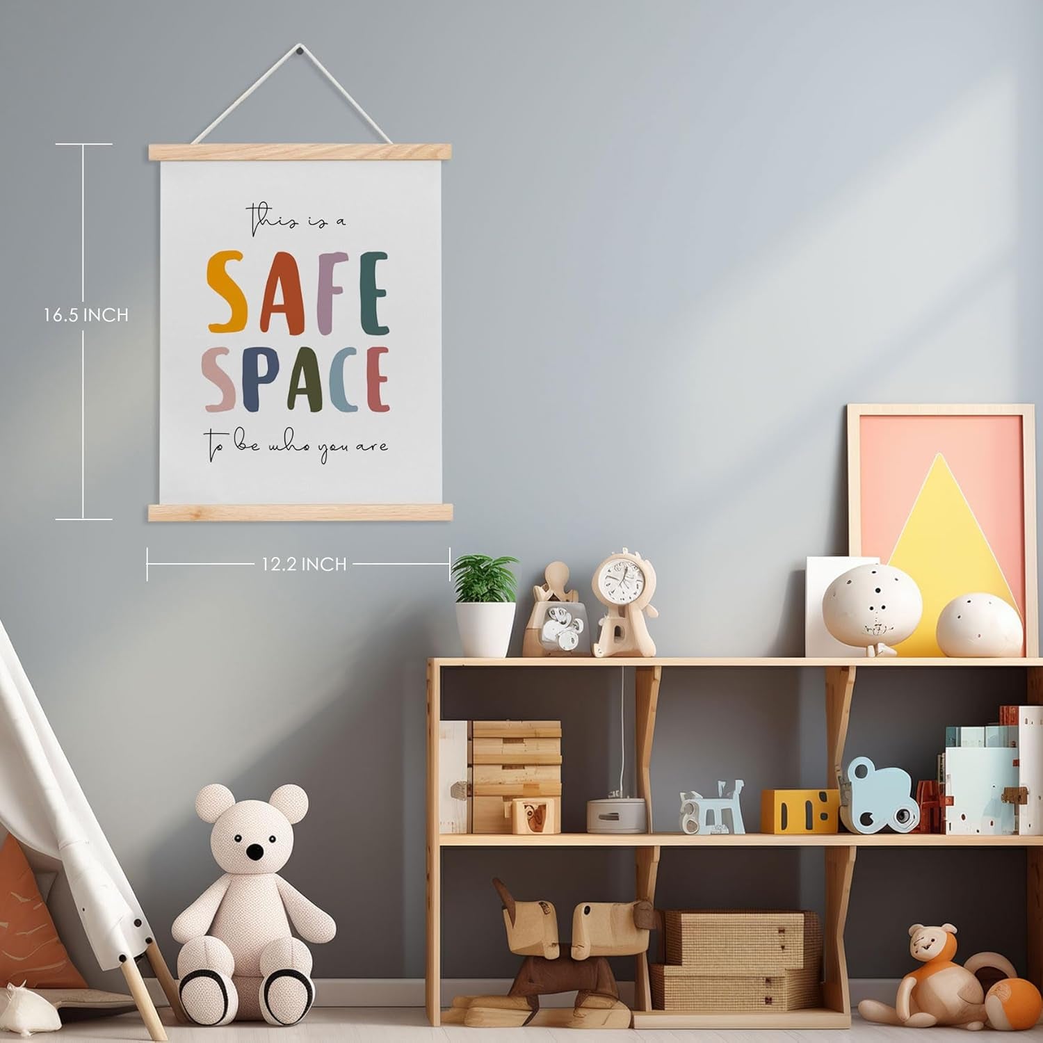 This Is a Safe Space to Be Who You Are Sign, Boho Classroom Decor, Therapy Office School Counselor Decor, Calm down Corner, School Counselor Poster Sign with Wooden Hanger