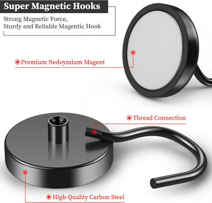 Magnetic Hooks Heavy Duty, 110 Lbs Strong Magnet Hook for Cruise Cabins, Large Magnetic Hooks, Magnets with Hooks for Hanging, Cruise, Curtain, Home, Kitchen, Workplace - 4Pack