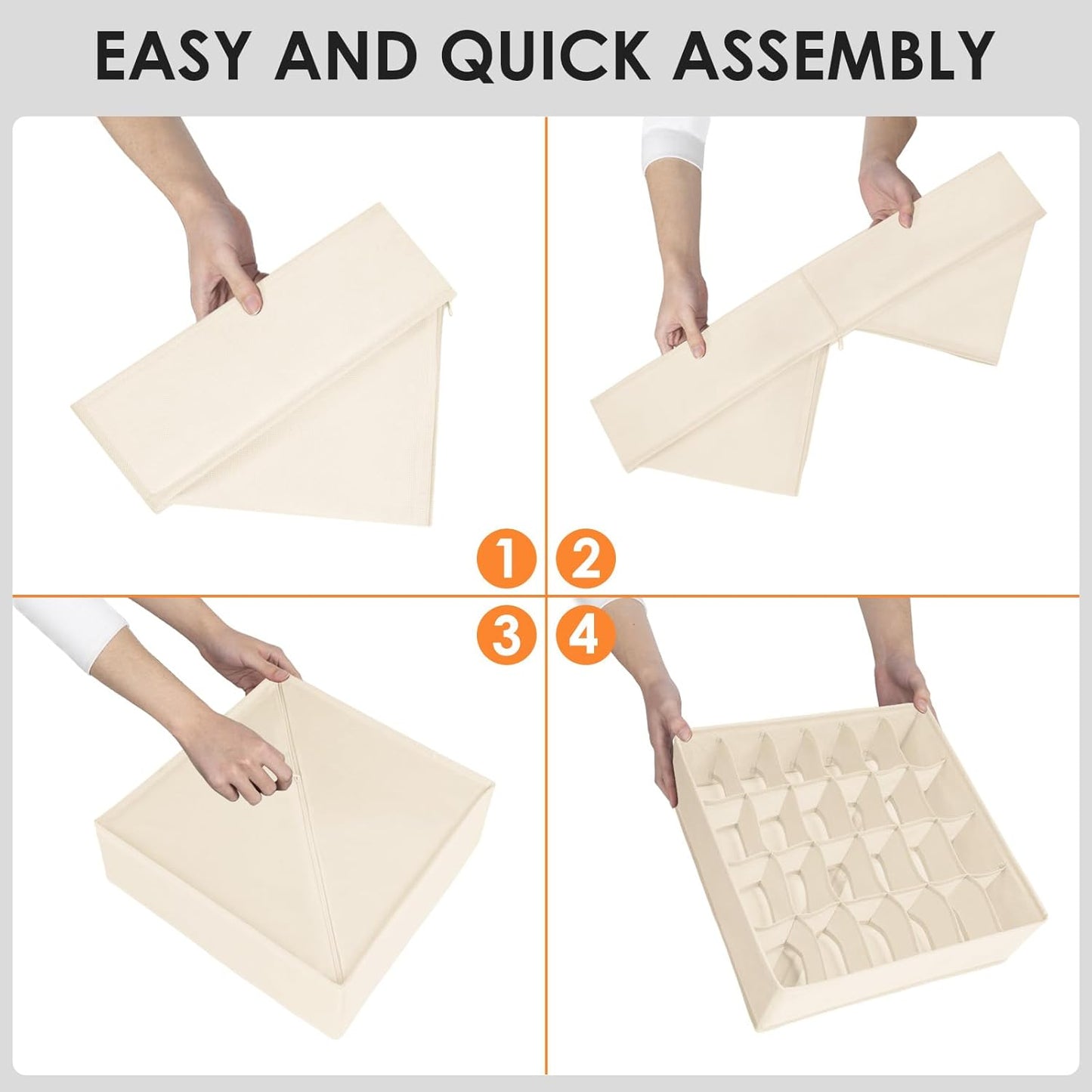 Drawer Organizer Clothes, 16 Pack Dresser Organizer Bins for Baby Clothes, Underwear Sock, Fabric Closet Organization and Storage Dividers for Nursery Bedroom (96 Compartments, Beige)