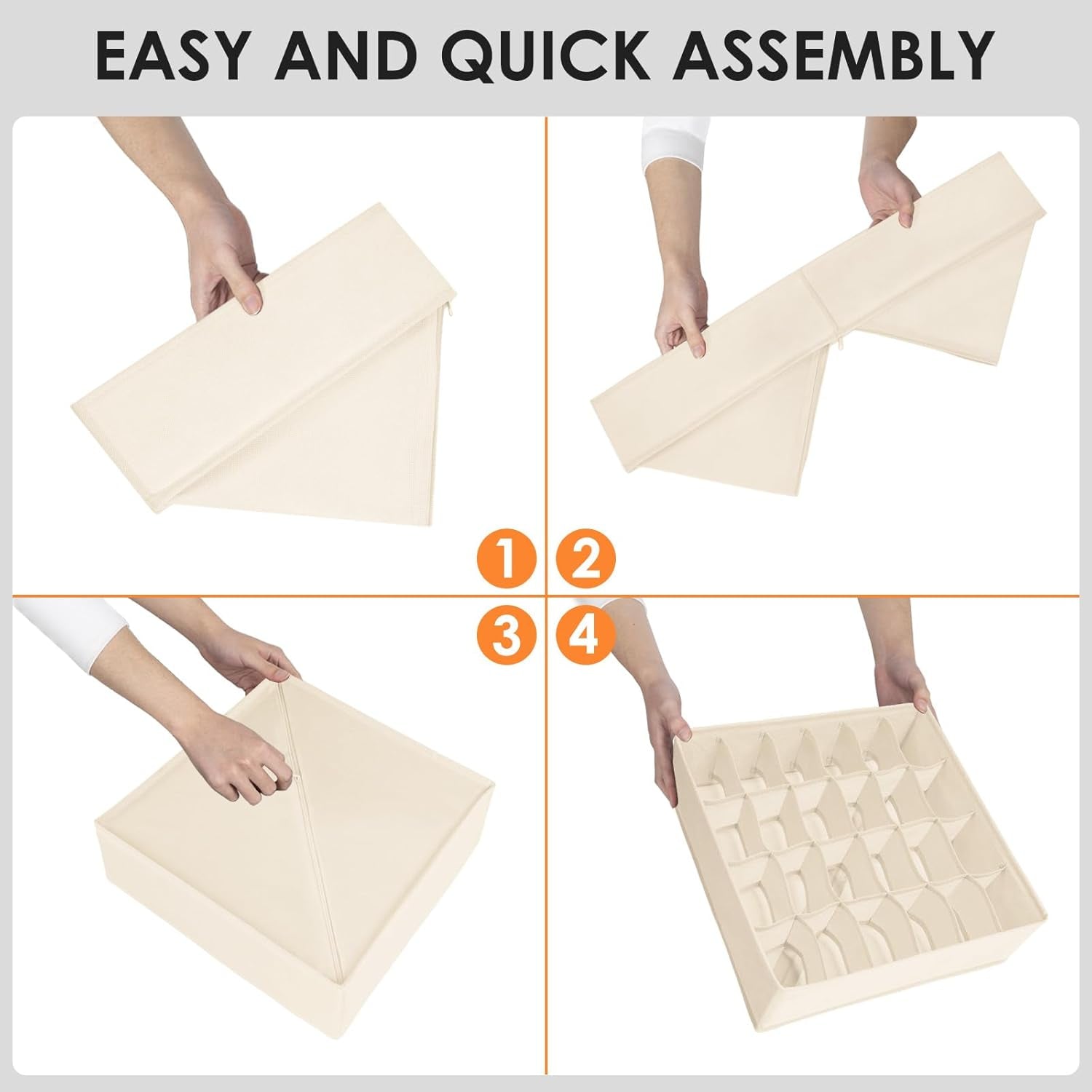 Drawer Organizer Clothes, 16 Pack Dresser Organizer Bins for Baby Clothes, Underwear Sock, Fabric Closet Organization and Storage Dividers for Nursery Bedroom (96 Compartments, Beige)