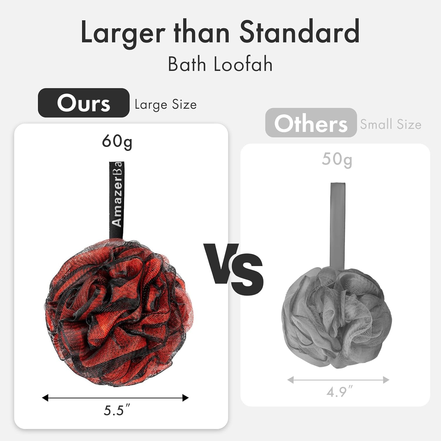 Charcoal Loofah Sponge, Shower Loofah 60G/Pcs - Body Scrubber Loofa Set of 4 - Charcoal Blue, Green, Purple & Red, Bath Sponge for Men and Women