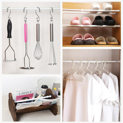 Spring Tension Rod,  Small Tension Rod, 5/8" Diameter No Drilling Expandable Short Tension Rods Spring Rods, Tension Rods for Closet, Cupboard, Hanging Clothes, White, 2 Pack (10-15.7 Inch)