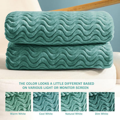 Celadon Soft Fleece Throw Blanket - Cozy Lightweight Decorative Wave Texture for Year-Round Comfort, 50x70 Inches