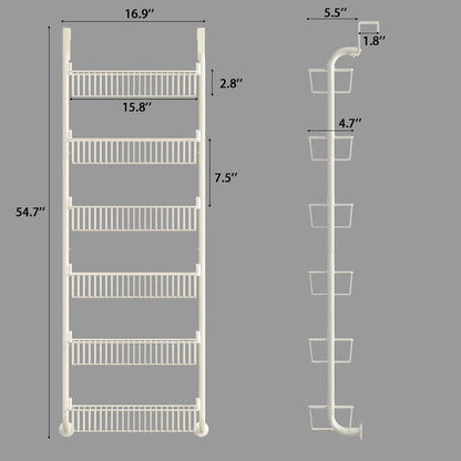 over the Door Pantry Organizers and Storage, 6-Tier Spice Rack, Home & Kitchen Storage Shelves for Cabinet, Large Capacity Hanging Seasoning Organizer, Laundry Room Organization, White