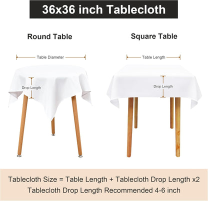 Small Square Tablecloth 36 X 36 Inch Washable Fabric Table Cloth Solid White Table Cover for Nightstand End Bedside Tables Tabletop Decoration