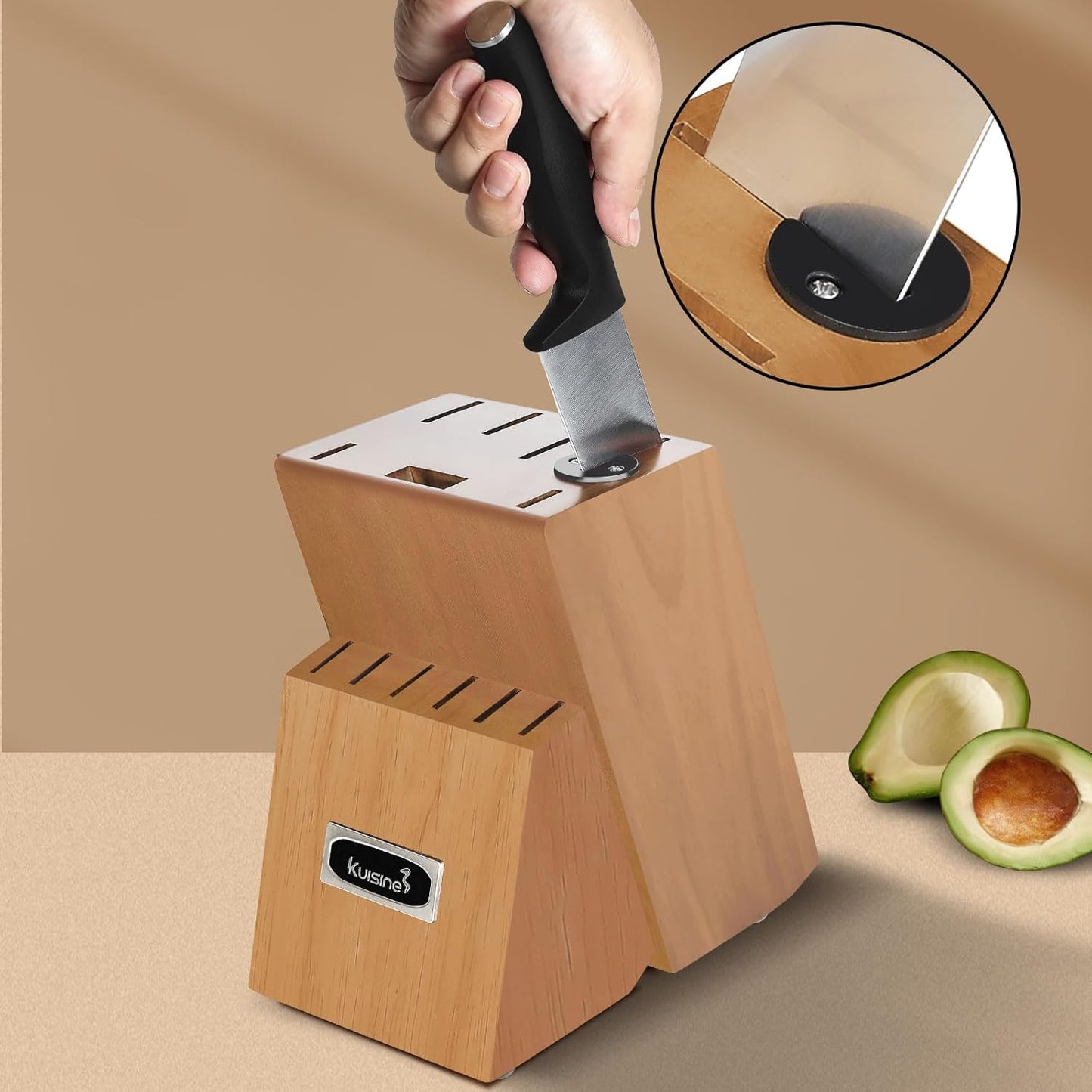 Chef Knife Set,High Carbon Stainless Steel Ultra Sharp Blade Ergonomic Handle,Kitchen Knife Block Set with Built-In Sharpener, Elegant Gift for Holiday(Acacia,15Pcs)